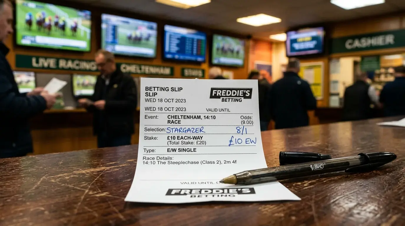 Each-way betting slip showing extra place terms on a big handicap race